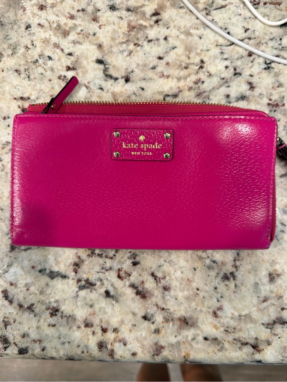 Kate Spade Hot Pink Leather Zip Wallet/Wristlet